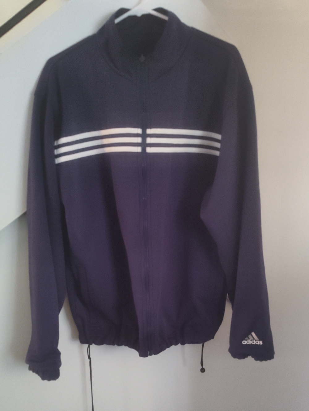 adidas Navy Blue Track Jacket with White Stripes
